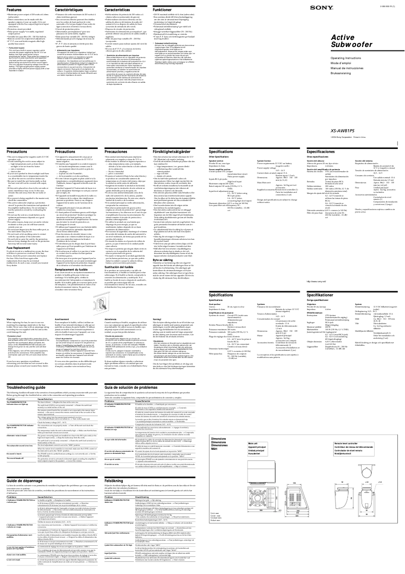 Imagen de la primera página del manual del dispositivo XS-AW81P5