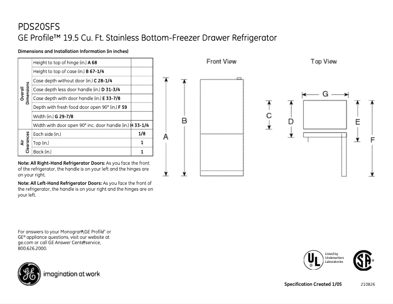 Imagen de la primera página del manual del dispositivo Profile PDS20SFSRSS