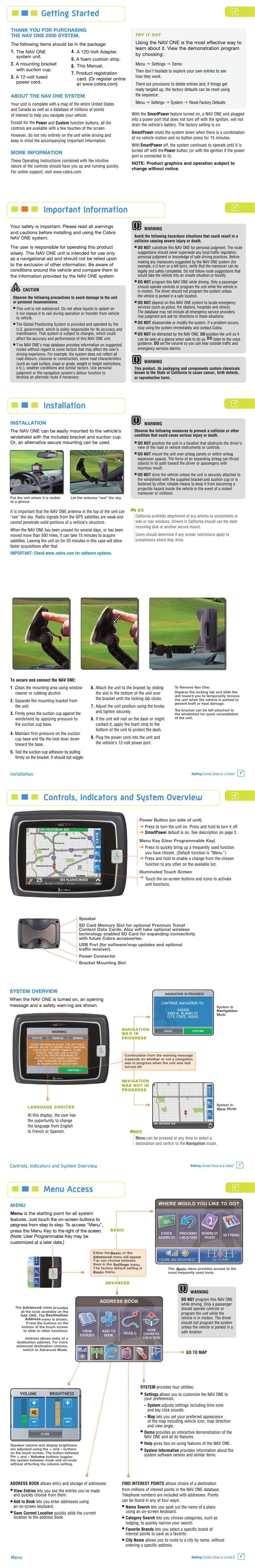Página nº 1 - Manual de usuario Cobra NAV ONE 2500