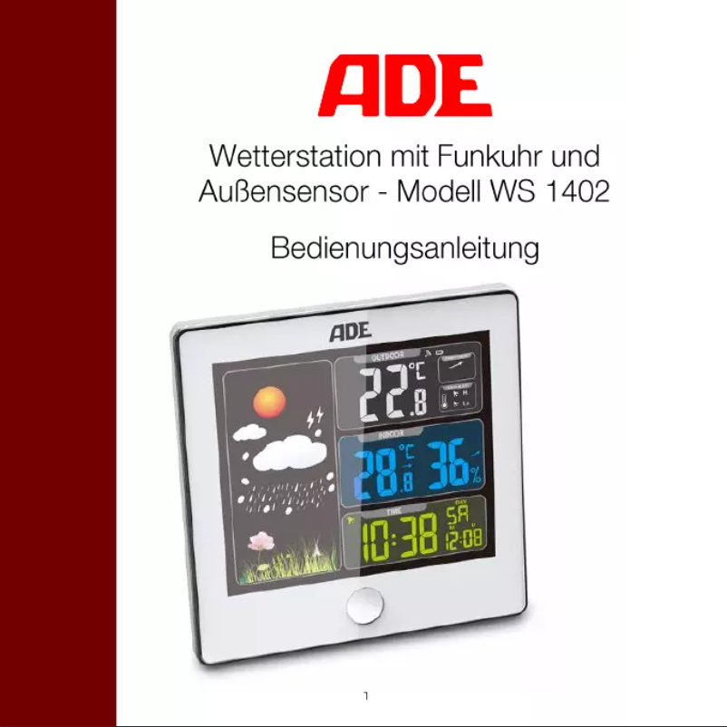 Imagen de la primera página del manual del dispositivo WS 1401