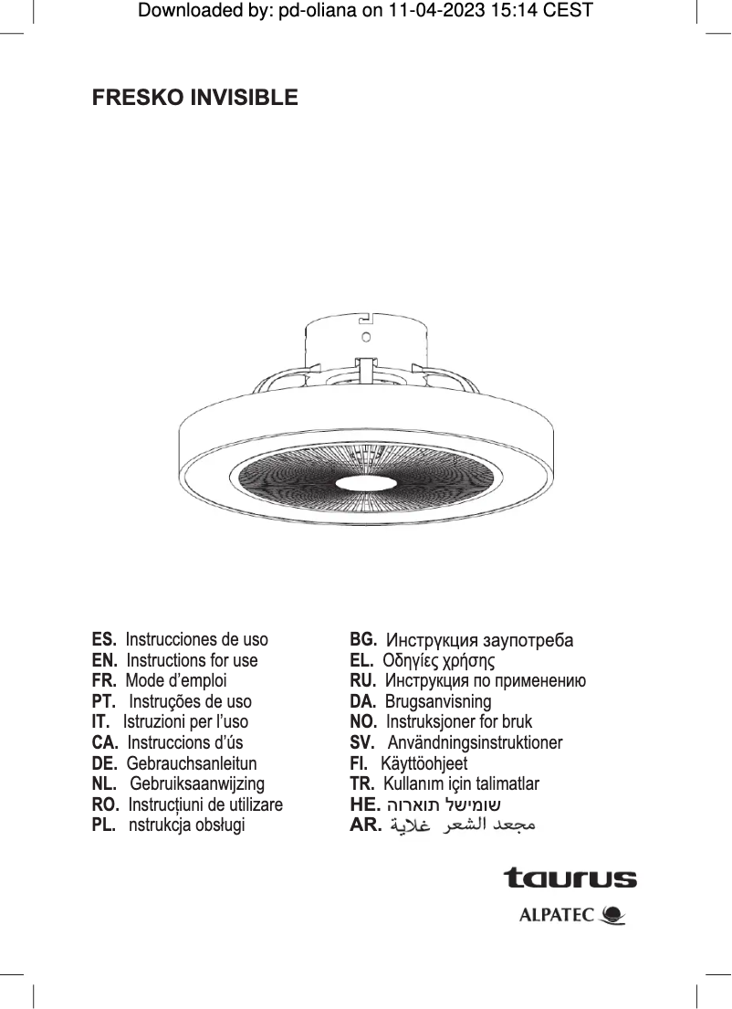 Imagen de la primera página del manual del dispositivo Fresko invisible