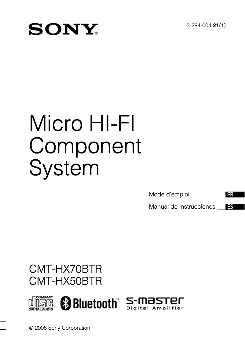 Imagen de la primera página del manual del dispositivo CMT-HX50BTR