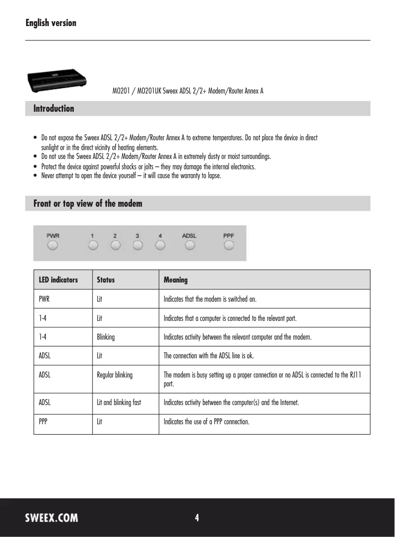 Página 1 del manual Manual de usuario Sweex MO201UK
