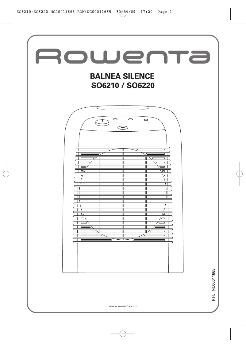 Imagen de la primera página del manual del dispositivo Balnea Silence SO6210