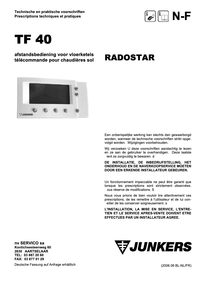 Imagen de la primera página del manual del dispositivo TF 40
