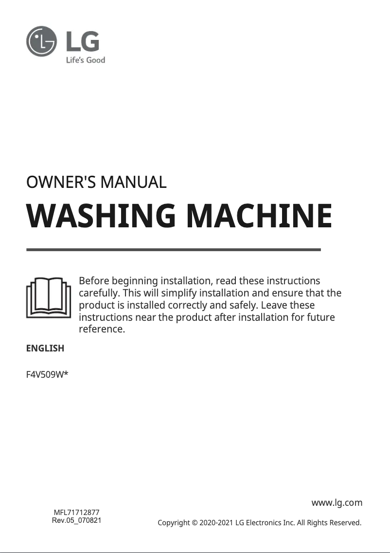 Imagen de la primera página del manual del dispositivo F4V509WSE