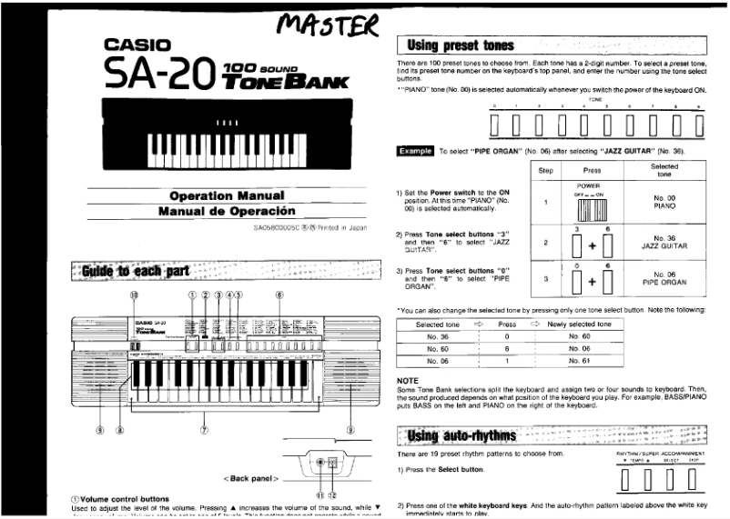 Imagen de la primera página del manual del dispositivo SA-20