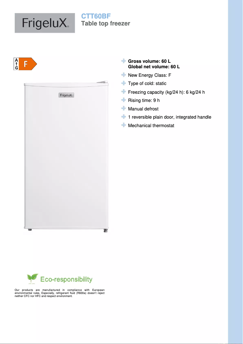 Imagen de la primera página del manual del dispositivo CTT60BF