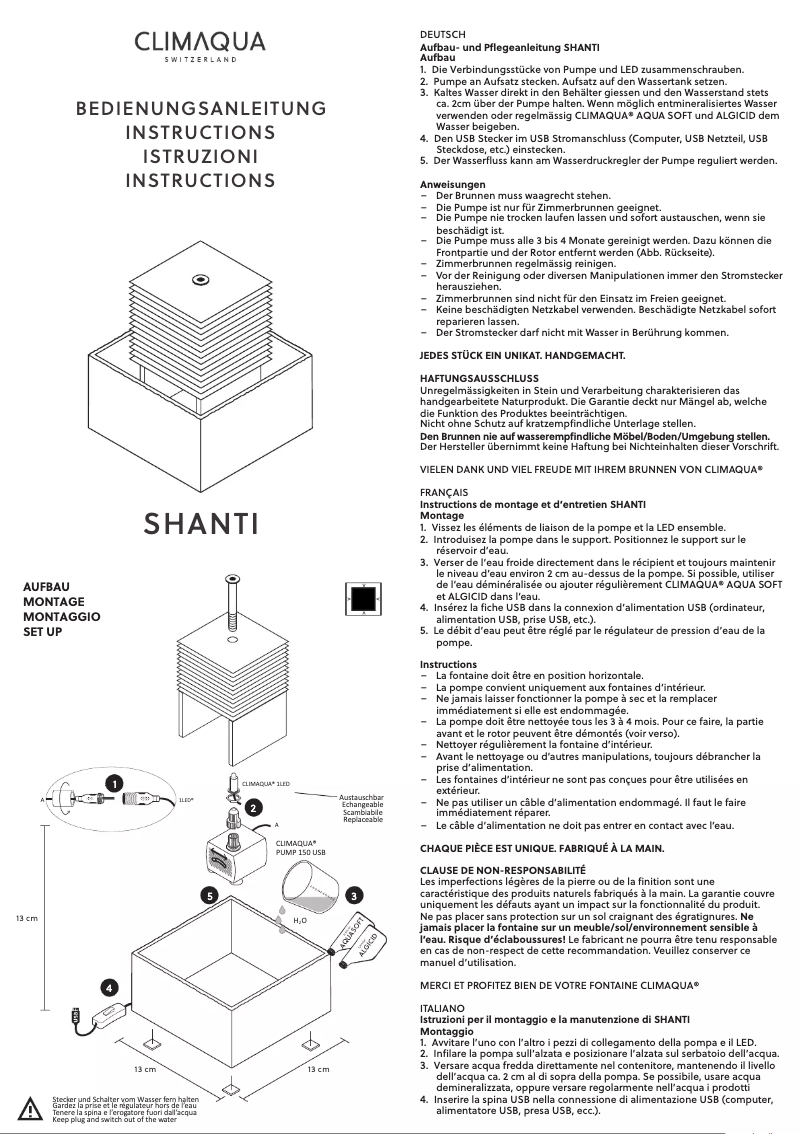 Página 1 del manual Manual de usuario CLIMAQUA SHANTI
