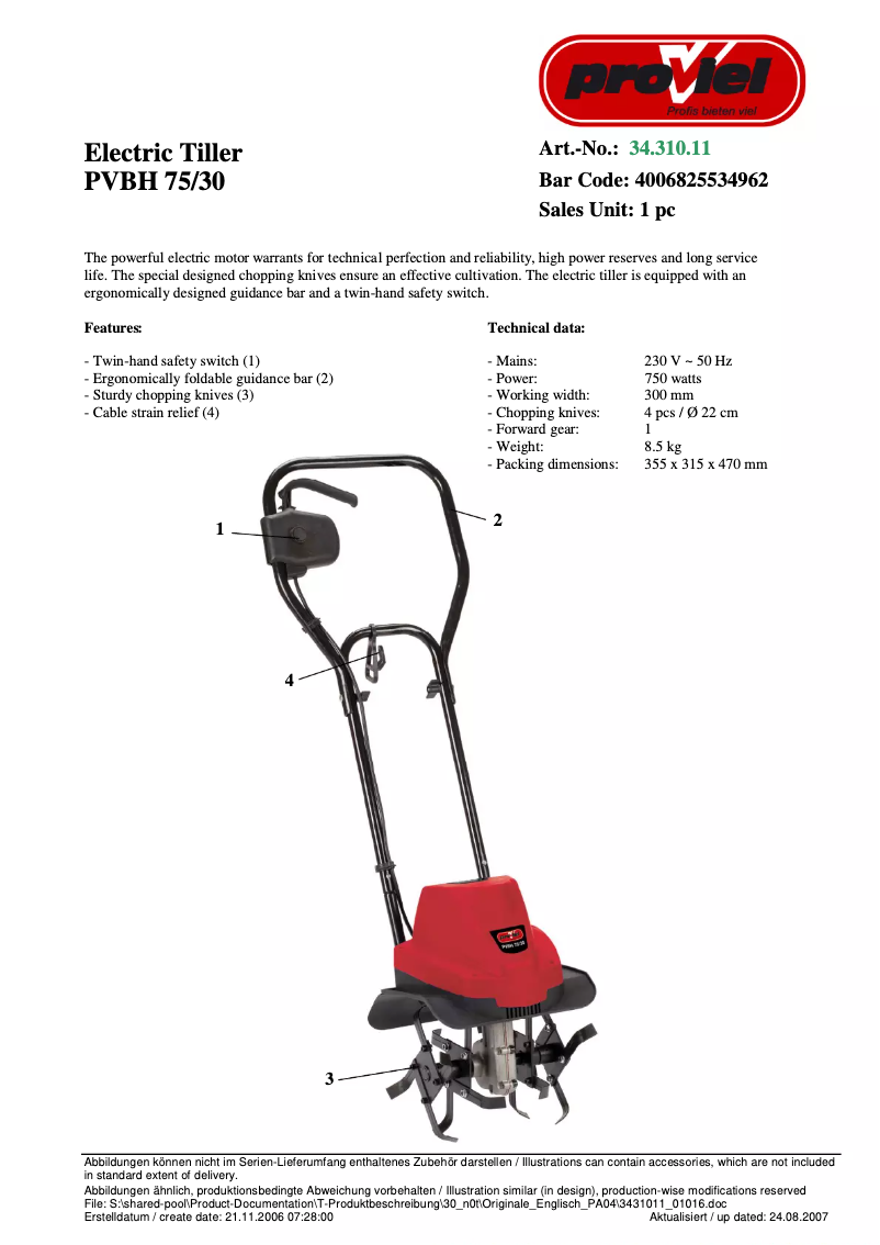 Imagen de la primera página del manual del dispositivo PVBH 75/30