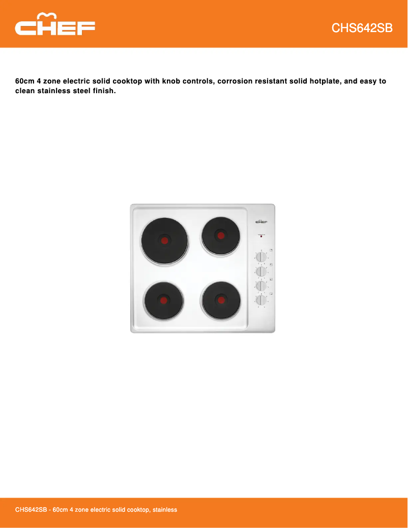 Página 1 del manual Ficha técnica Chef CHS642SB