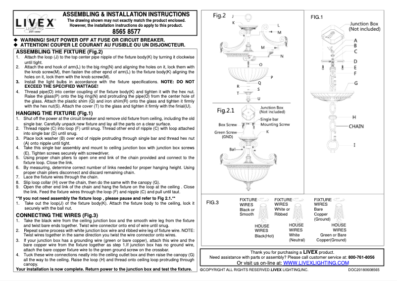 Página 1 del manual Manual de usuario Livex Lighting Villa Verona 8565-63