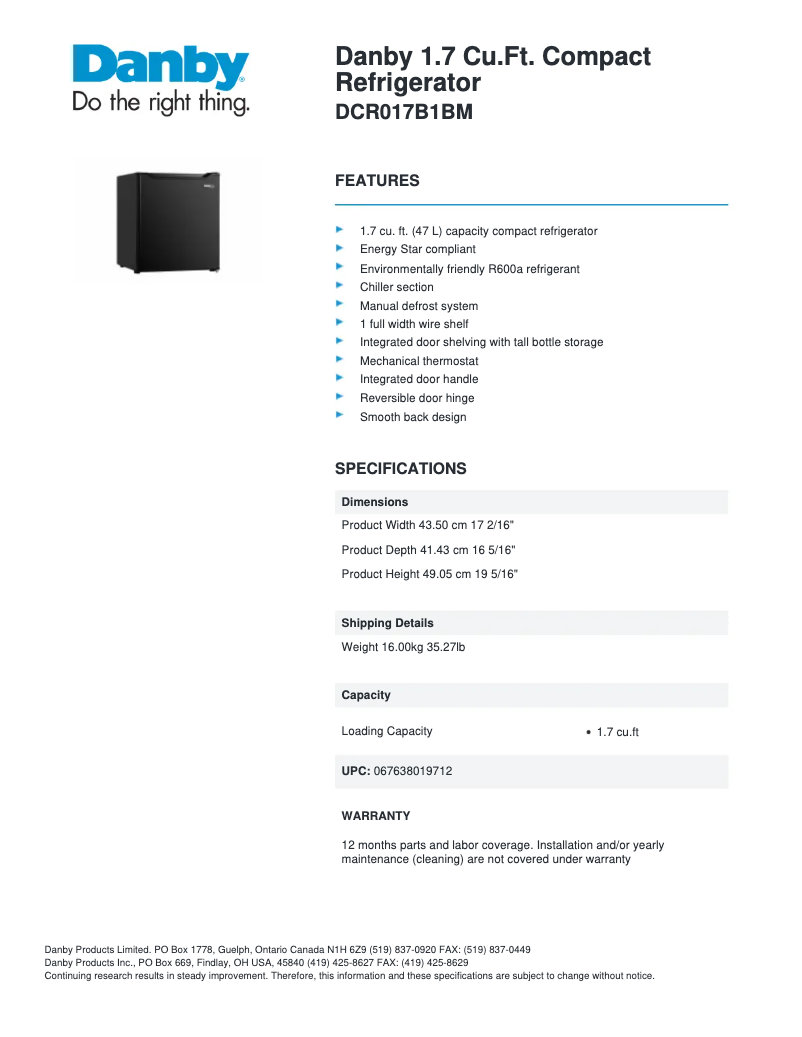 Imagen de la primera página del manual del dispositivo DCR017B1BM