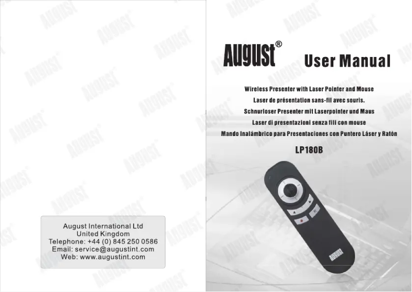 Página 1 del manual Manual de usuario August LP180