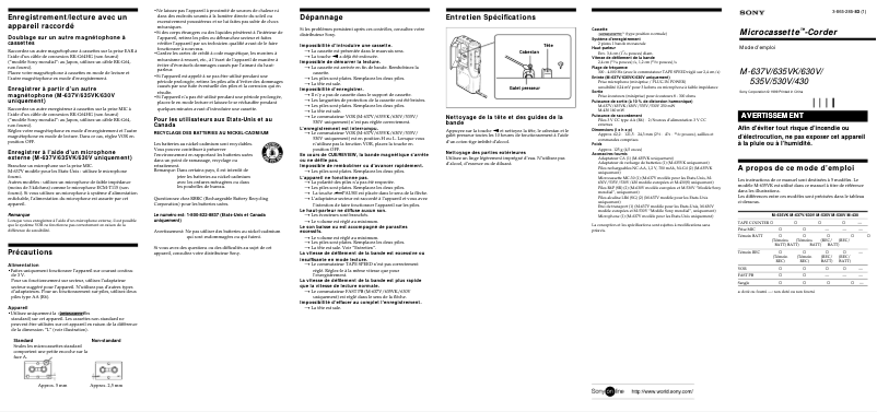 Página nº 1 - Manual de usuario Sony M-630V