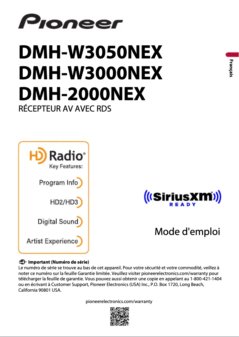 Imagen de la primera página del manual del dispositivo DMH-W3050NEX