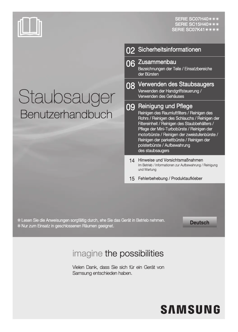 Imagen de la primera página del manual del dispositivo SC07H40