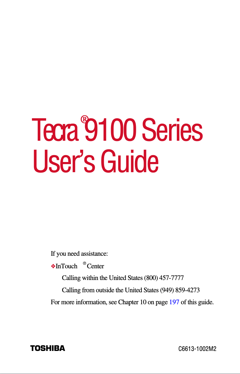 Imagen de la primera página del manual del dispositivo Tecra 9100