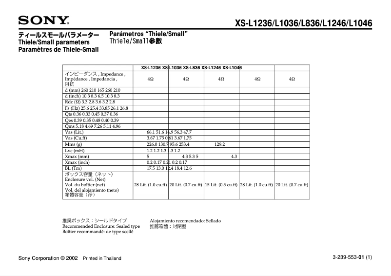 Imagen de la primera página del manual del dispositivo XS-L1046