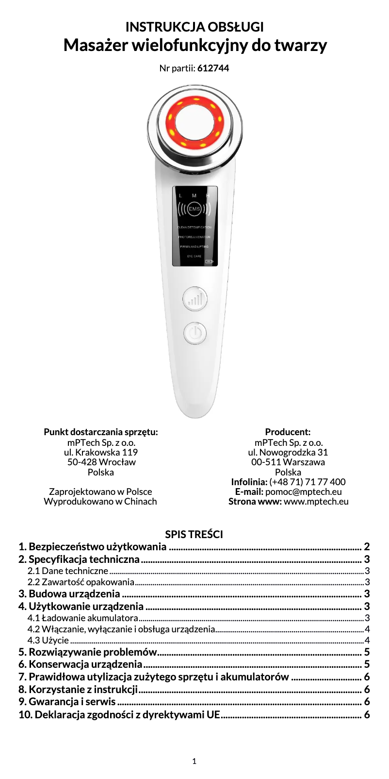 Imagen de la primera página del manual del dispositivo BE-430334