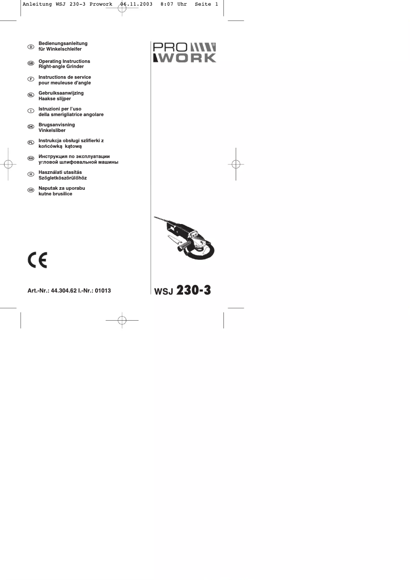 Imagen de la primera página del manual del dispositivo WSJ 230/3