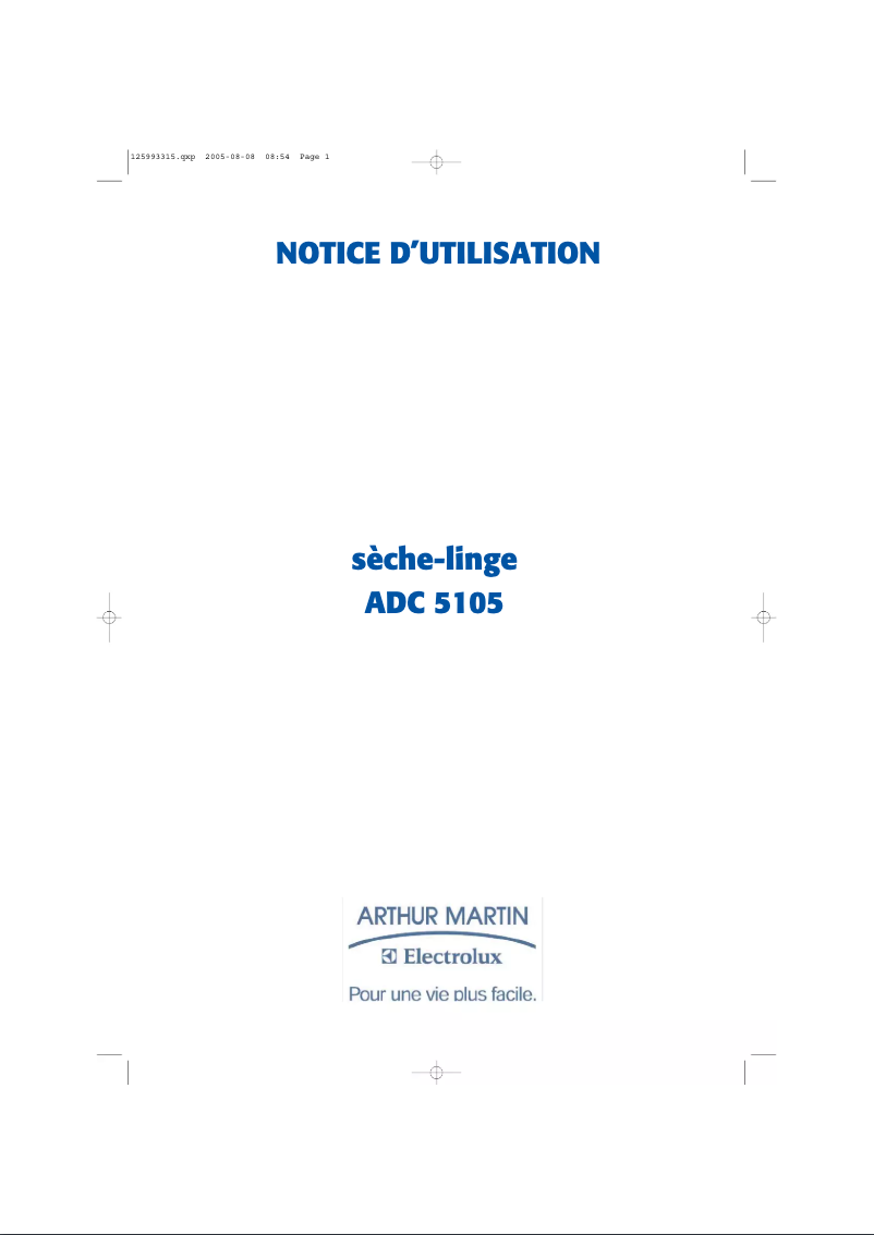 Página 1 del manual Manual de usuario Arthur Martin-Electrolux ADC 5105
