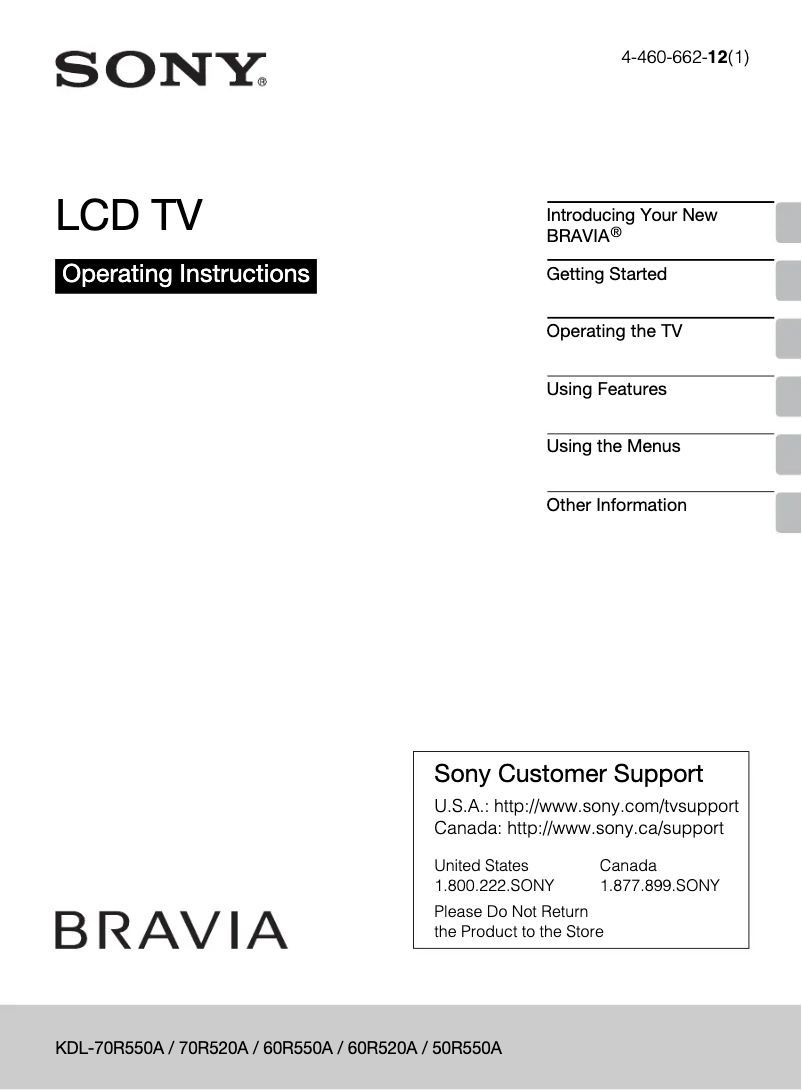 Página nº 1 - Manual de usuario Sony Bravia KDL-70R550A