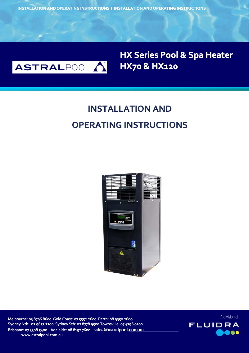 Página 1 del manual Manual de usuario AstralPool HX 120