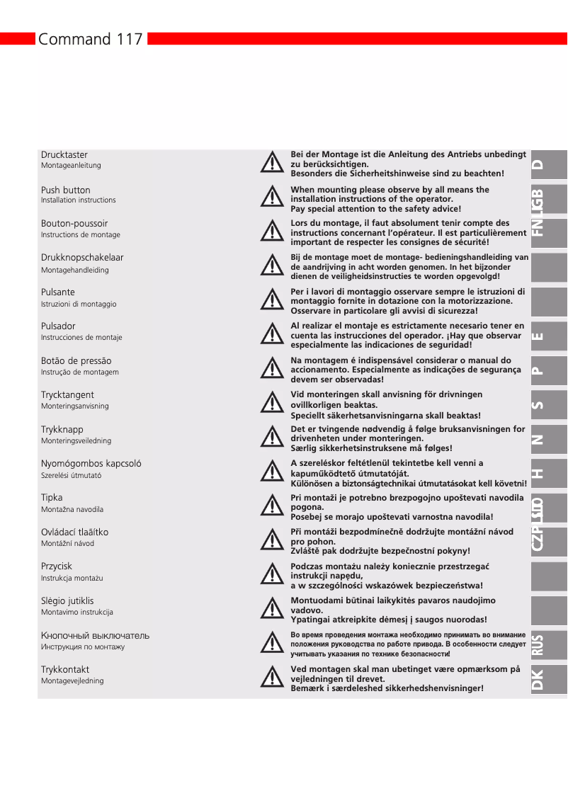 Página 1 del manual Manual de usuario Marantec Command 117
