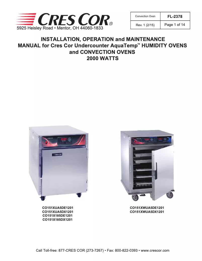 Imagen de la primera página del manual del dispositivo CO151X185DE