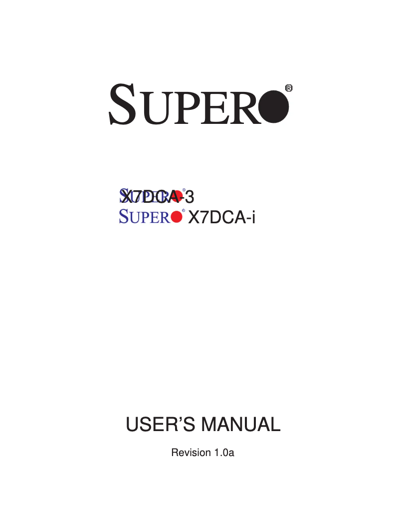 Página 1 del manual Manual de usuario Supermicro MBD-X7DCA-I-O