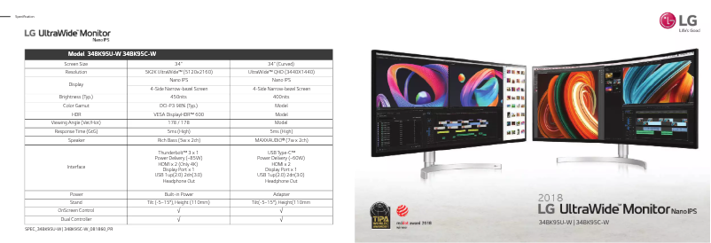 Página nº 1 - Ficha técnica LG 34BK95C