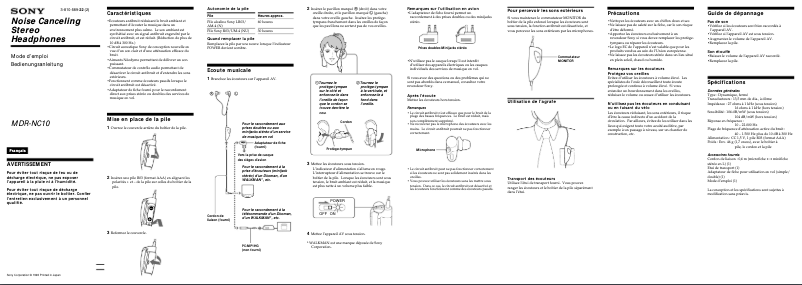 Imagen de la primera página del manual del dispositivo MDR-NC10