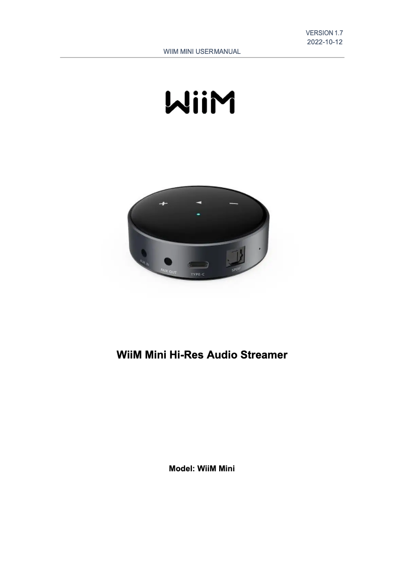 Página nº 1 - Manual de usuario WiiM Mini