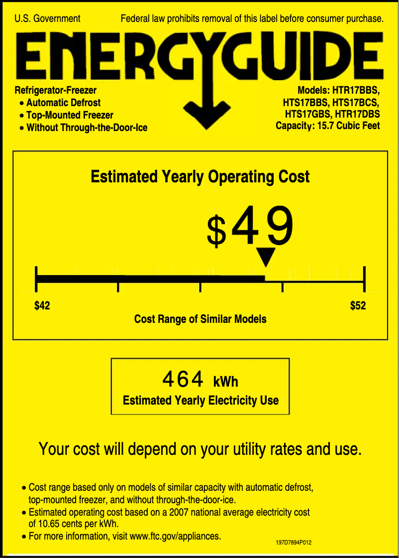 Página 1 del manual Etiqueta energética Hotpoint HTS17BBSRCC