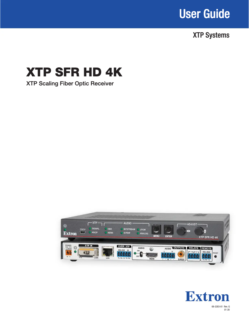 Página 1 del manual Manual de usuario Extron XTP SFR HD 4K