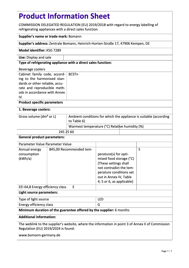 Imagen de la primera página del manual del dispositivo KSG 7289