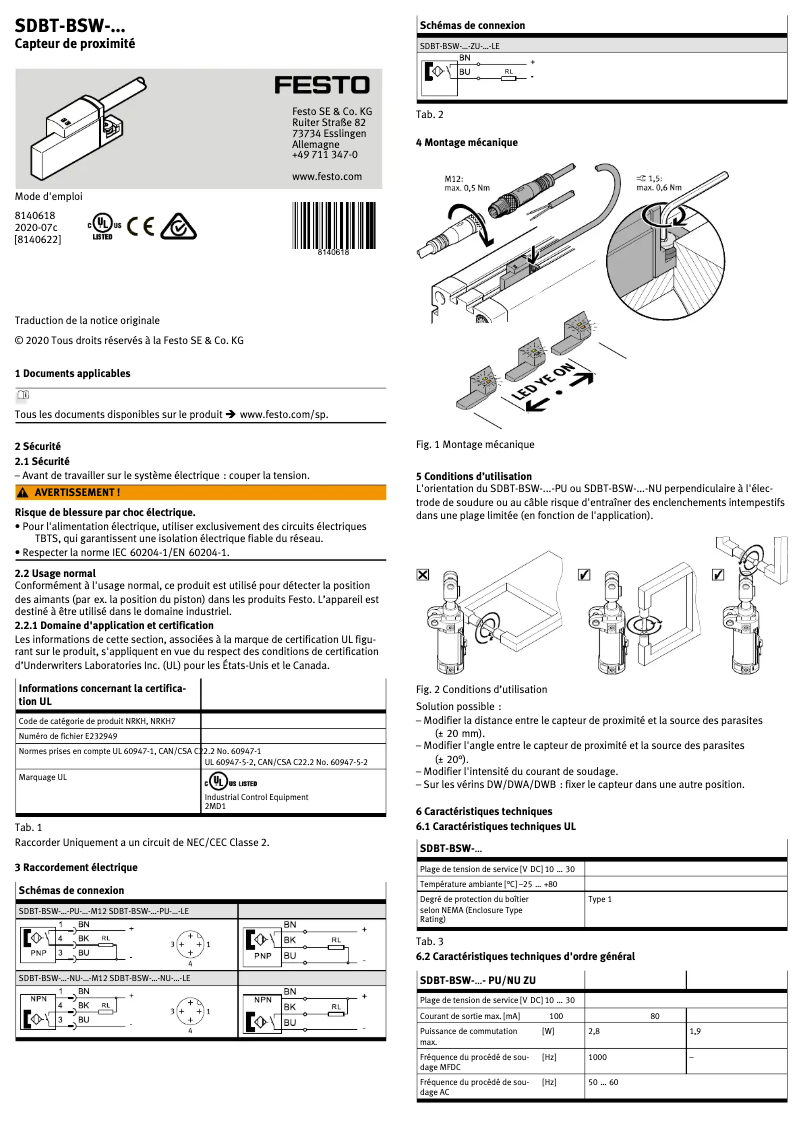 Página 1 del manual Manual de usuario Festo SDBT-BSW-1L-ZU-W-5-N-LE