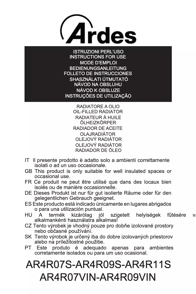 Imagen de la primera página del manual del dispositivo Curvy 9 Retrò AR4R09VIN