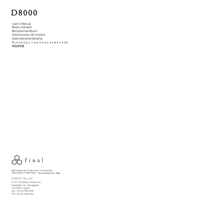 Imagen de la primera página del manual del dispositivo D8000