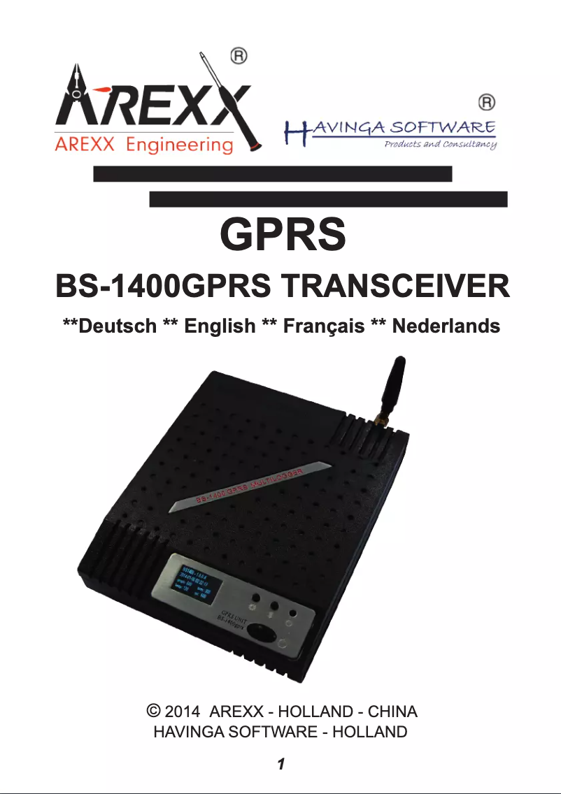 Imagen de la primera página del manual del dispositivo BS-1400GPRS
