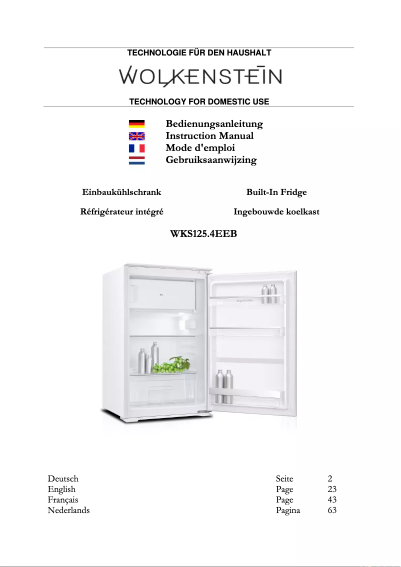 Página 1 del manual Manual de usuario Wolkenstein WKS125.4EEB