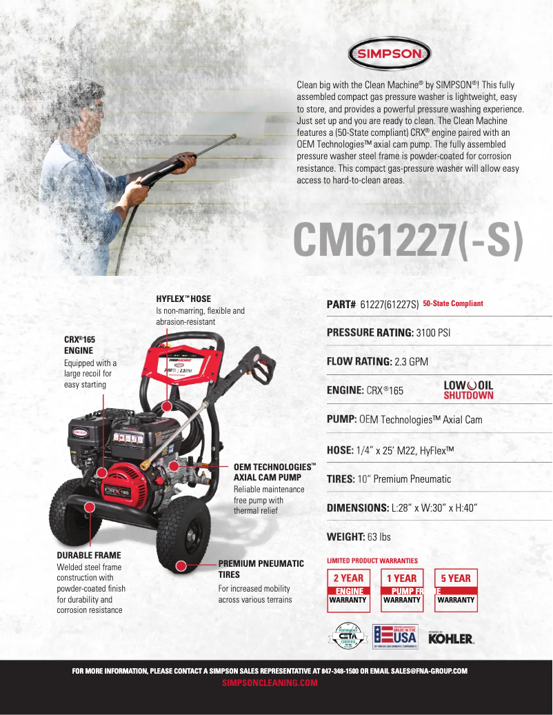 Página 1 del manual Ficha técnica Simpson CM61227-S