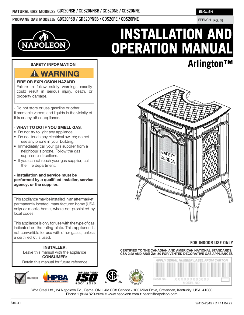 Imagen de la primera página del manual del dispositivo Arlington GDS20