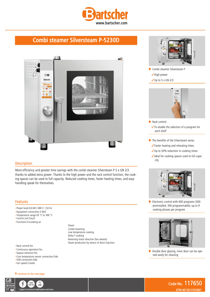 Página nº 1 - Ficha técnica Bartscher 117650