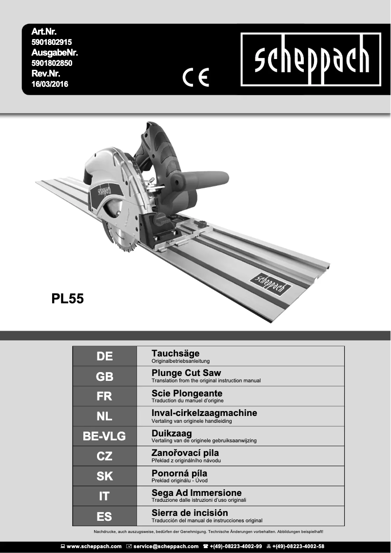 Página 1 del manual Manual de usuario Scheppach PL55