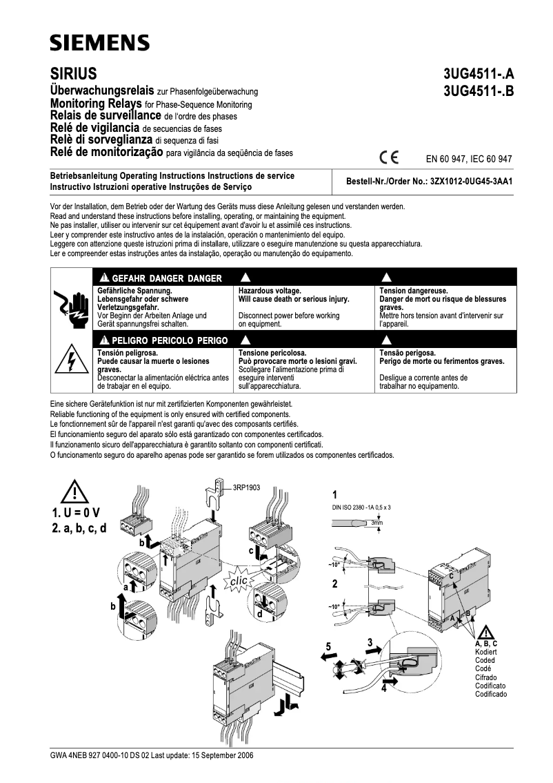 Imagen de la primera página del manual del dispositivo 3UG4511