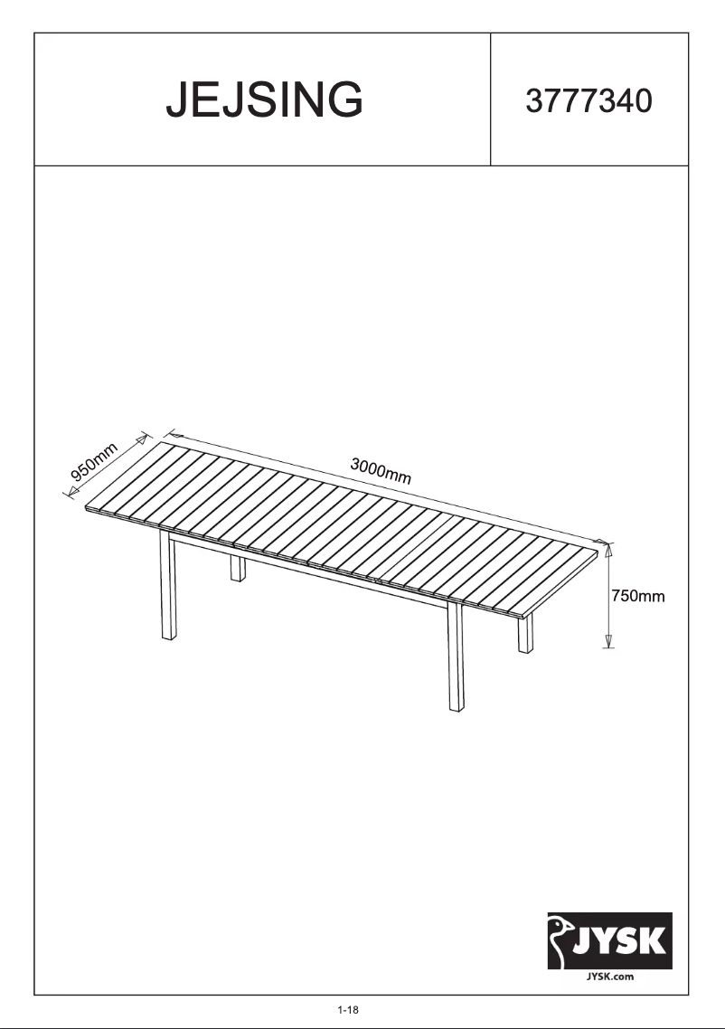 Página nº 1 - Manual de usuario JYSK Jejsing (95x300x75)