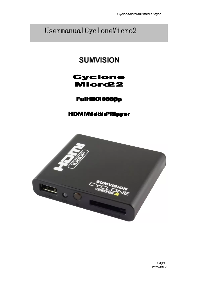 Imagen de la primera página del manual del dispositivo Cyclone Micro 2