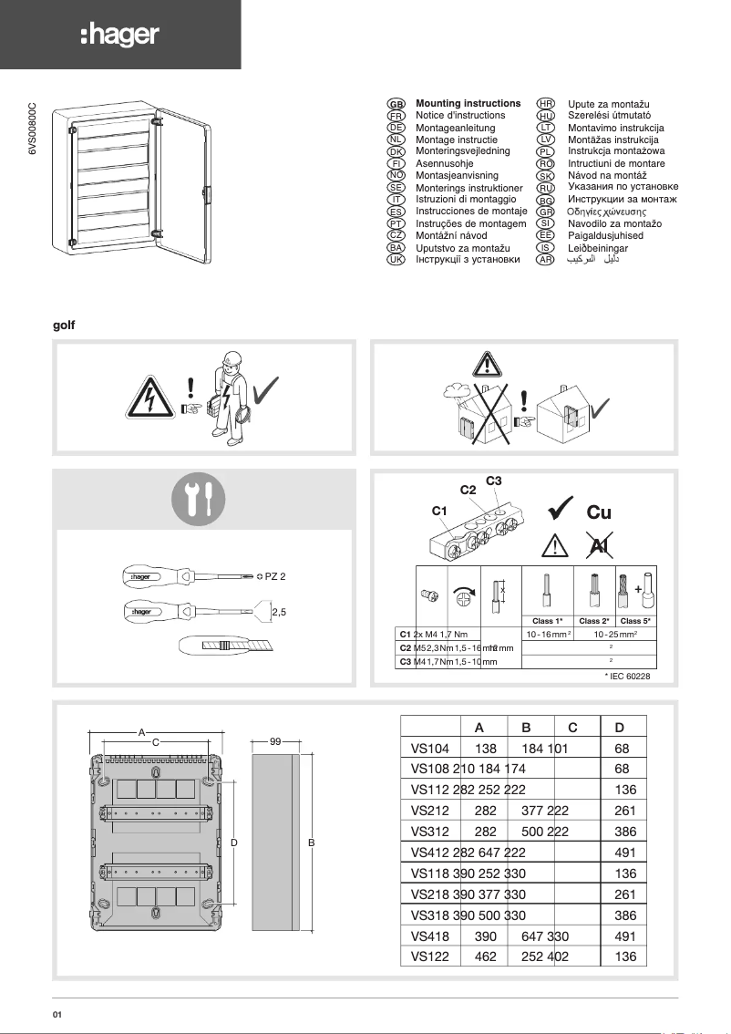 Página 1 del manual Manual de usuario Hager VS118PD